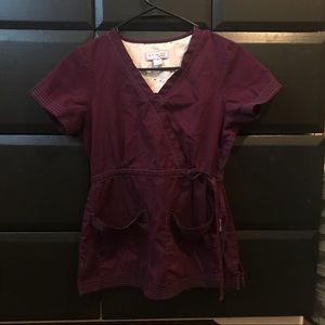 Maroon koi scrub top